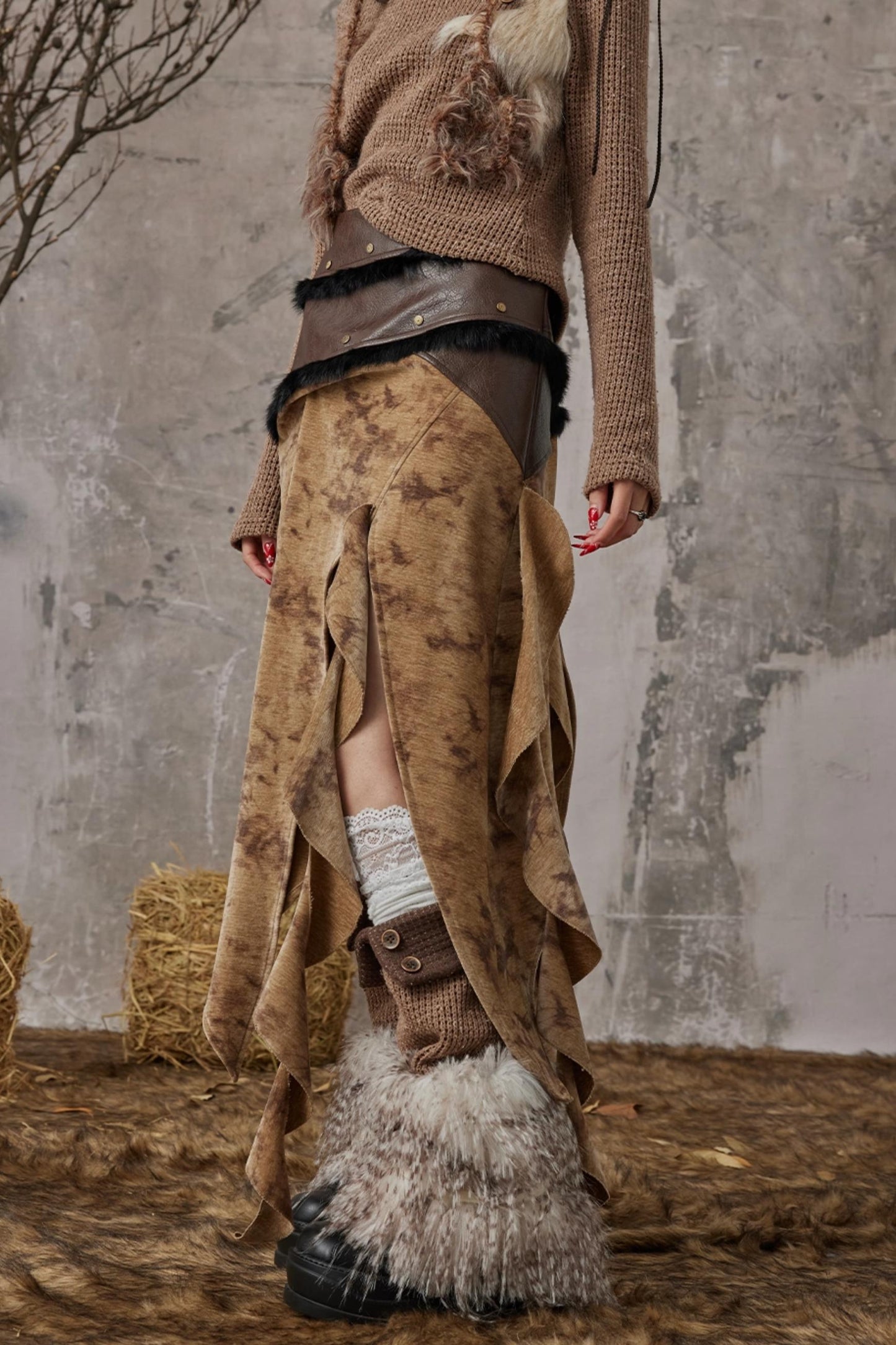 Wandering Style Retro Rivets Skirt