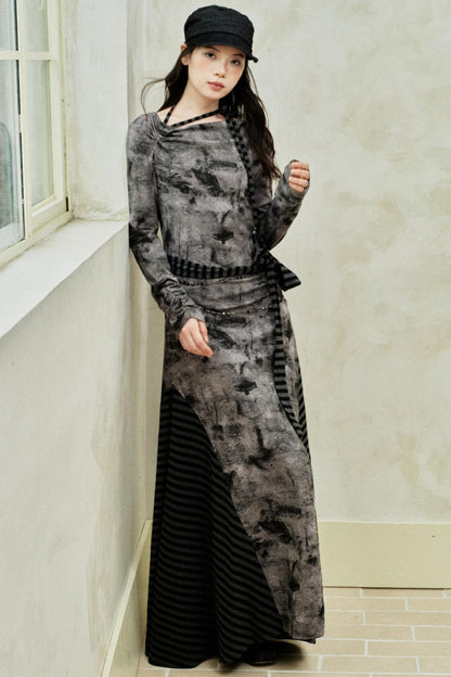 Gradient Patchwork Romantic Dress