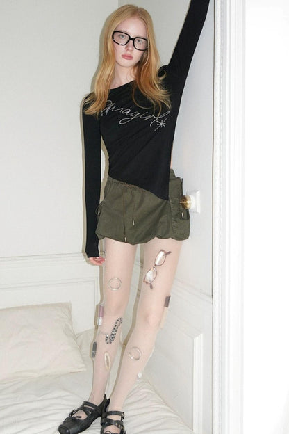 Army Green Vintage A-Line Skirt