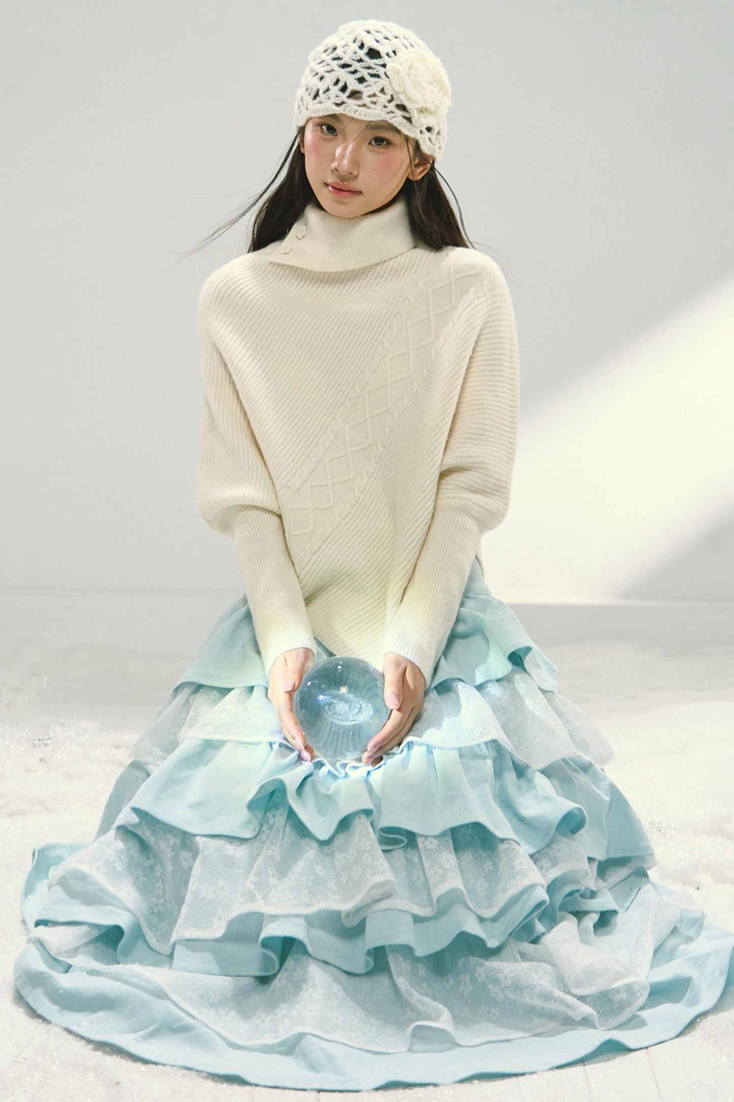 Asymmetrical Hem Bat Sleeve Cape Top