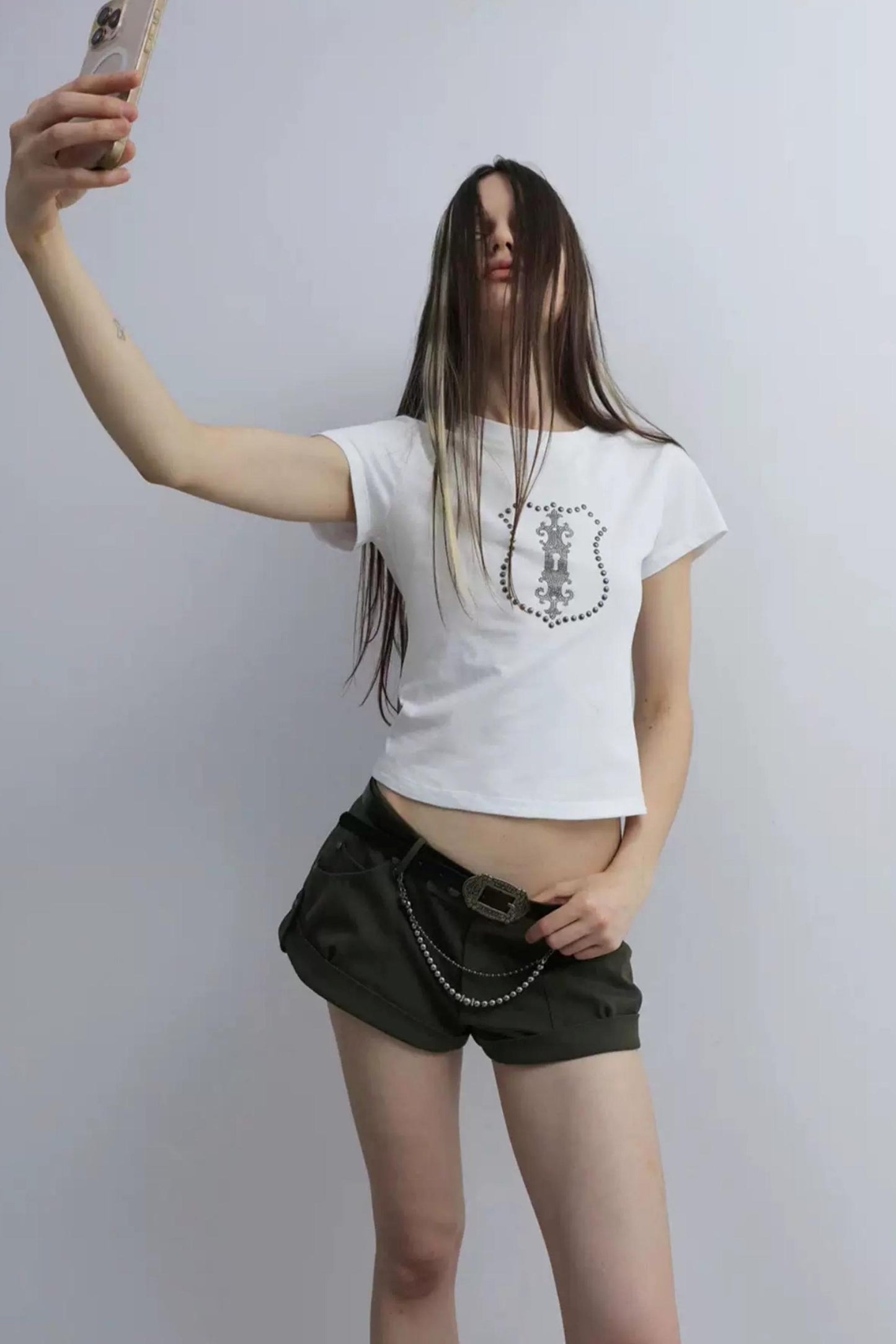 Y2K Rhinestone Cropped T-Shirt