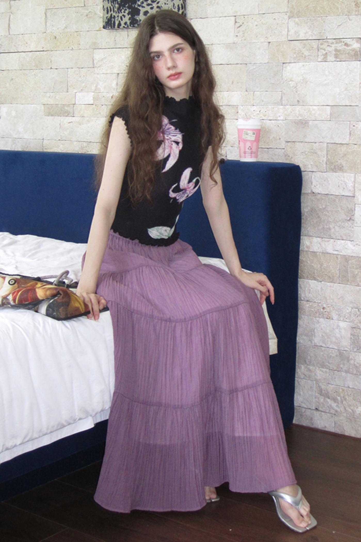 Whisper Purple Stretch Top With Purple Skirt Set-Up