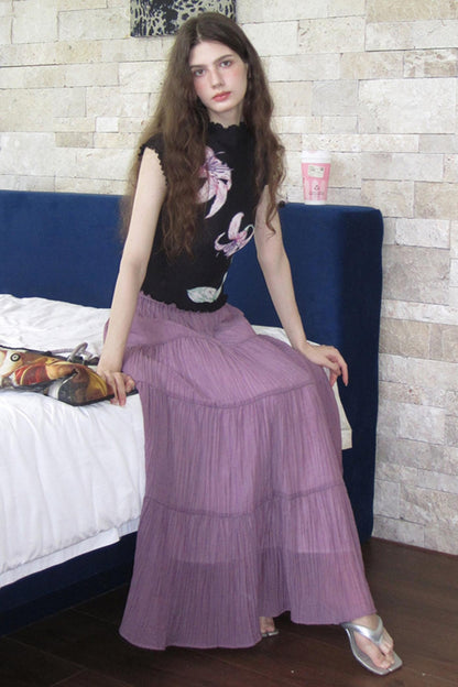 Whisper Purple Stretch Top With Purple Skirt Set-Up