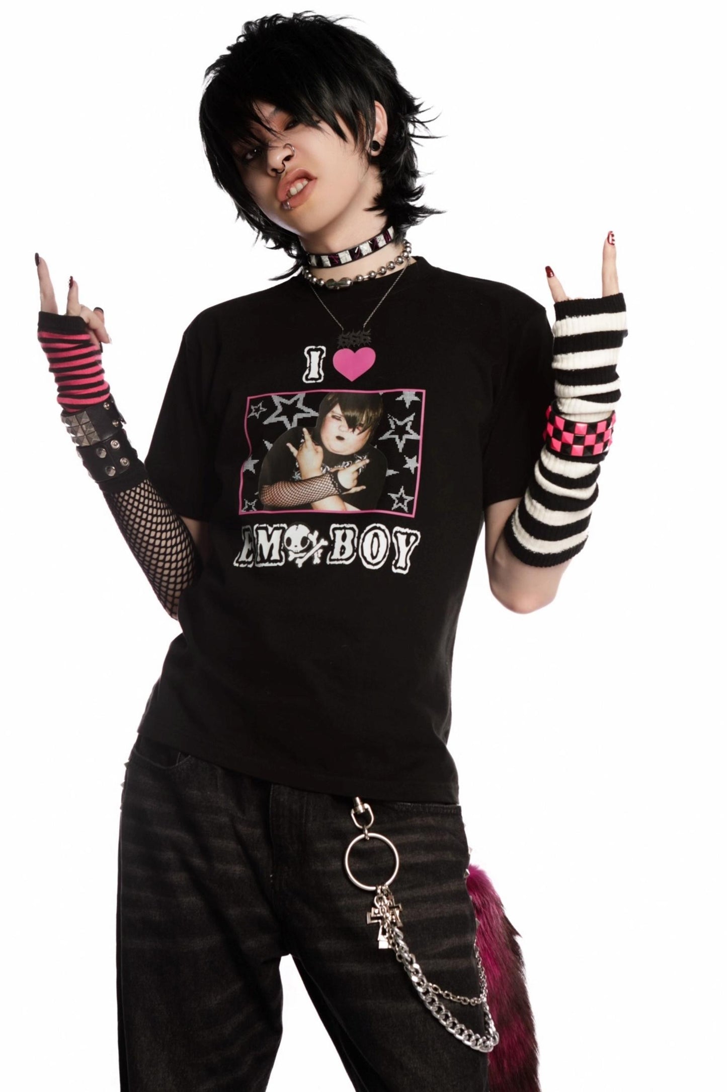 Versatile Gothic Slim Shoulder T-Shirt