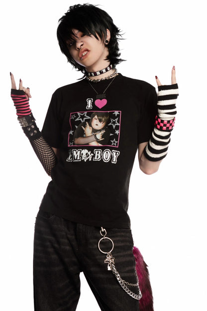 Versatile Gothic Slim Shoulder T-Shirt