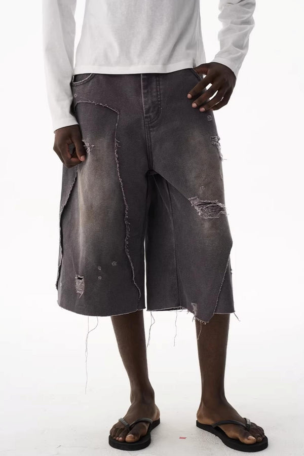 Double-Layer Distressed Shorts
