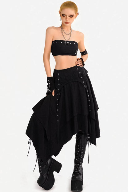 Patchwork Irregular A-Line Skirt