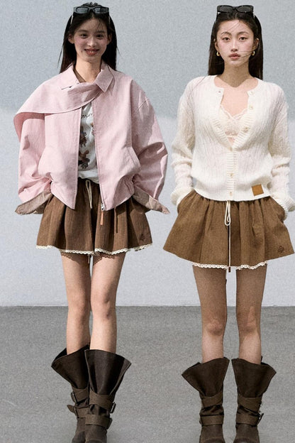 Cotton Texture A-Line Skirt