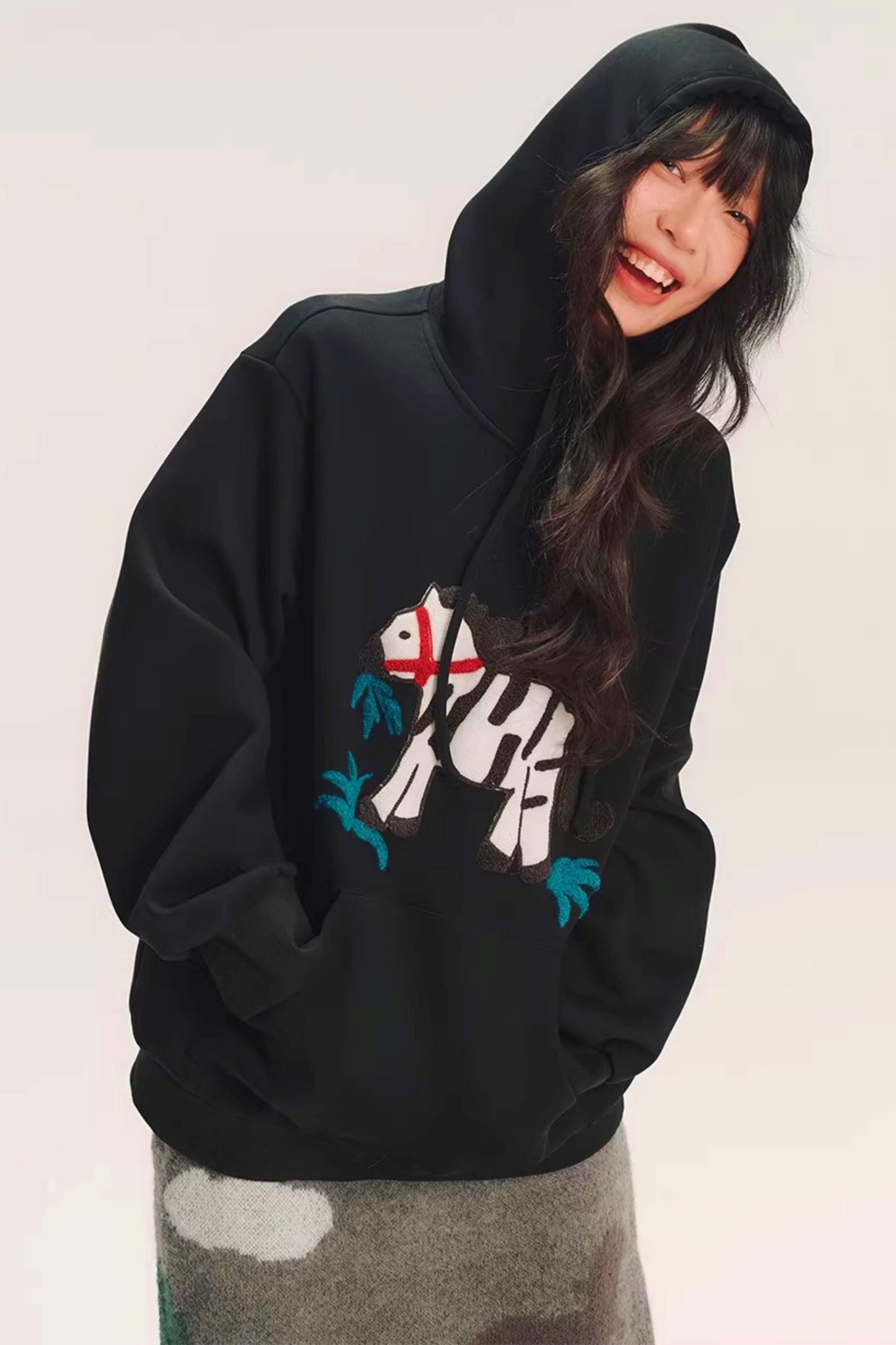 Color-Block Embroidered Hoodie