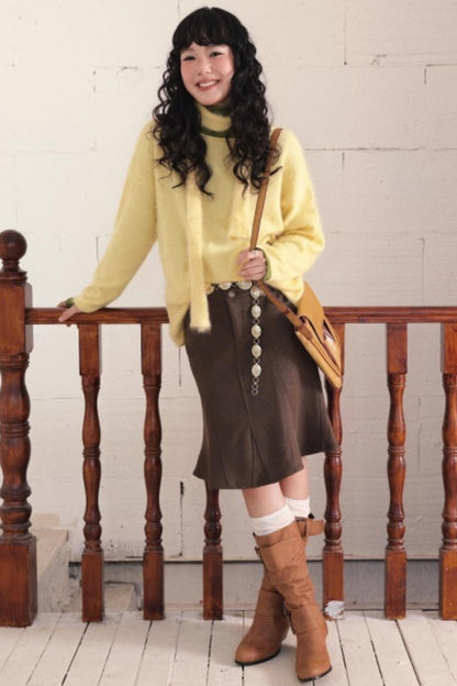 Suede Fishtail Skirt