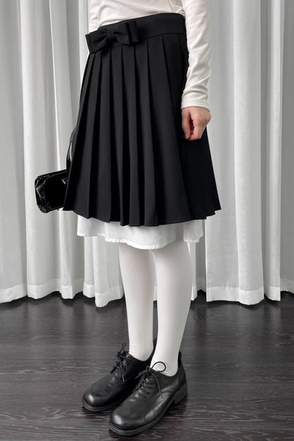 Black Pleated Bow Skirt