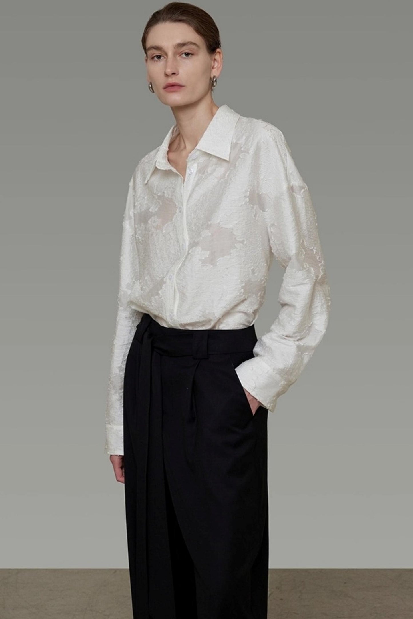 Autumn Jacquard Drape Top