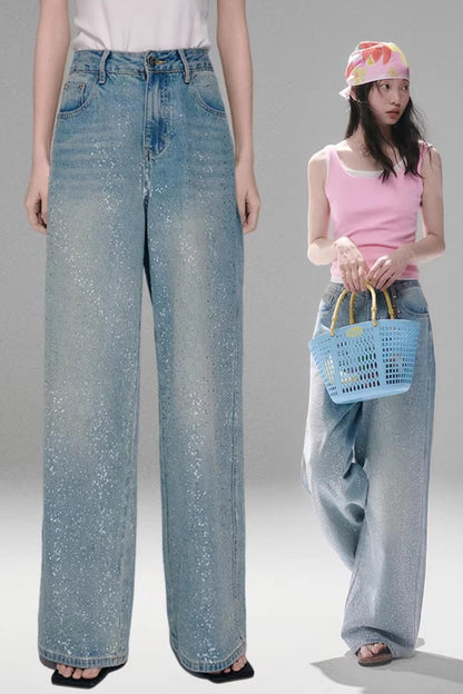 Starry Rhinestone Gradient Jeans
