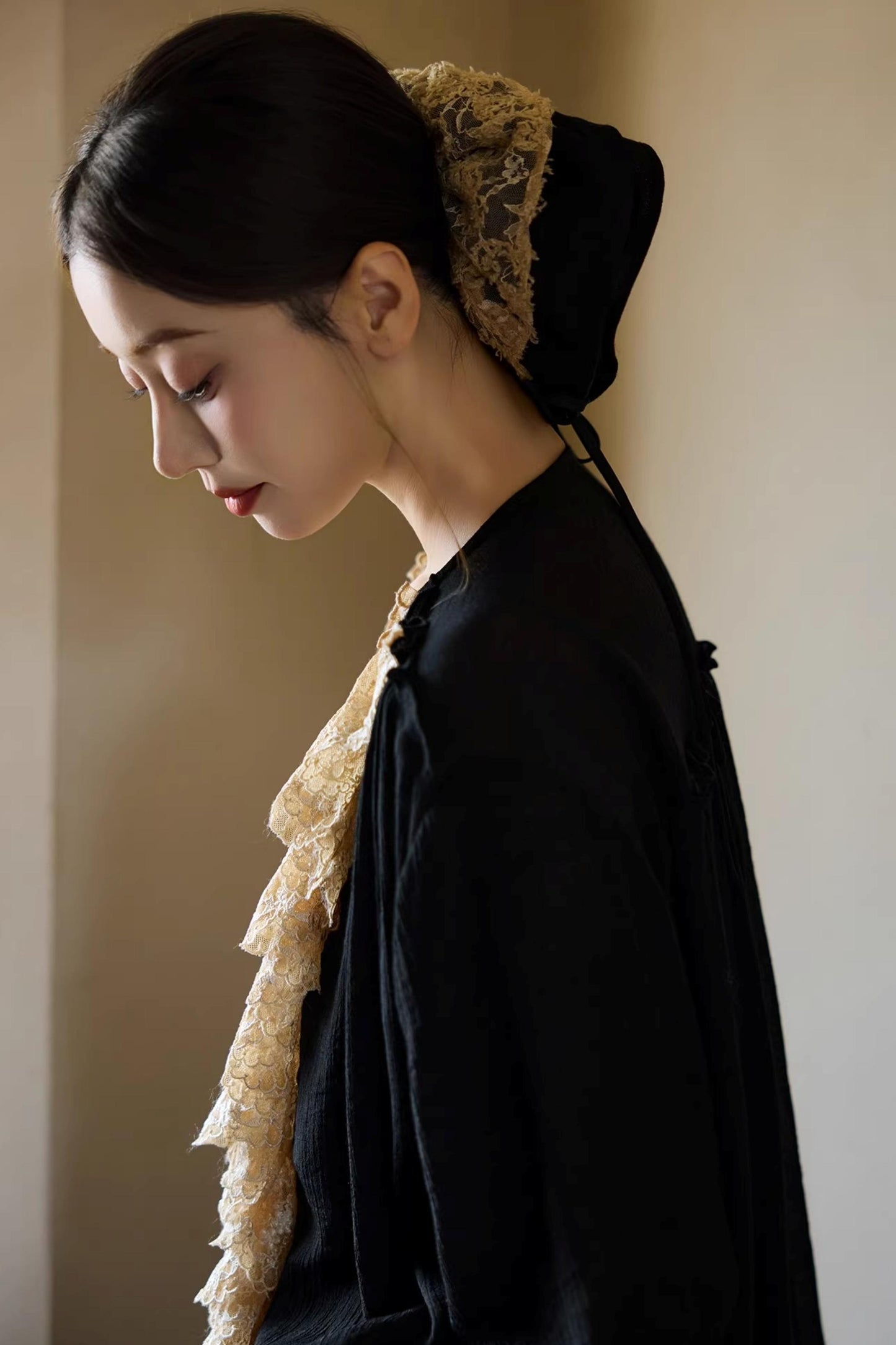 Plant-Dyed Lace Sleeve Shirt Set-Up