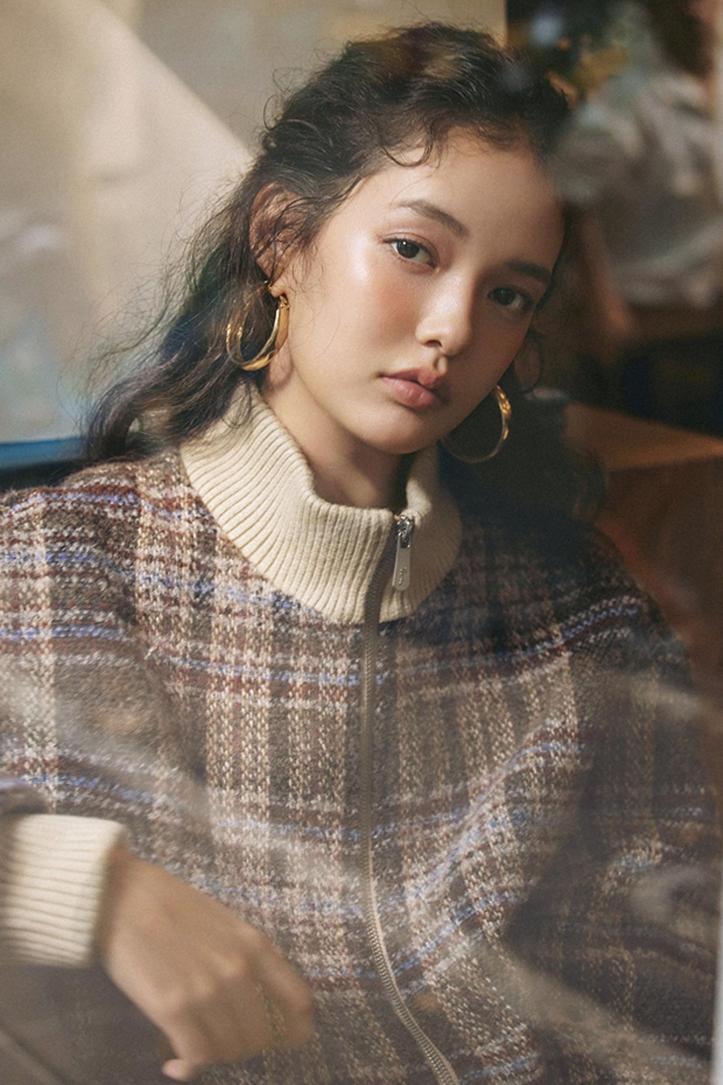 American Retro Plaid Wool Coat