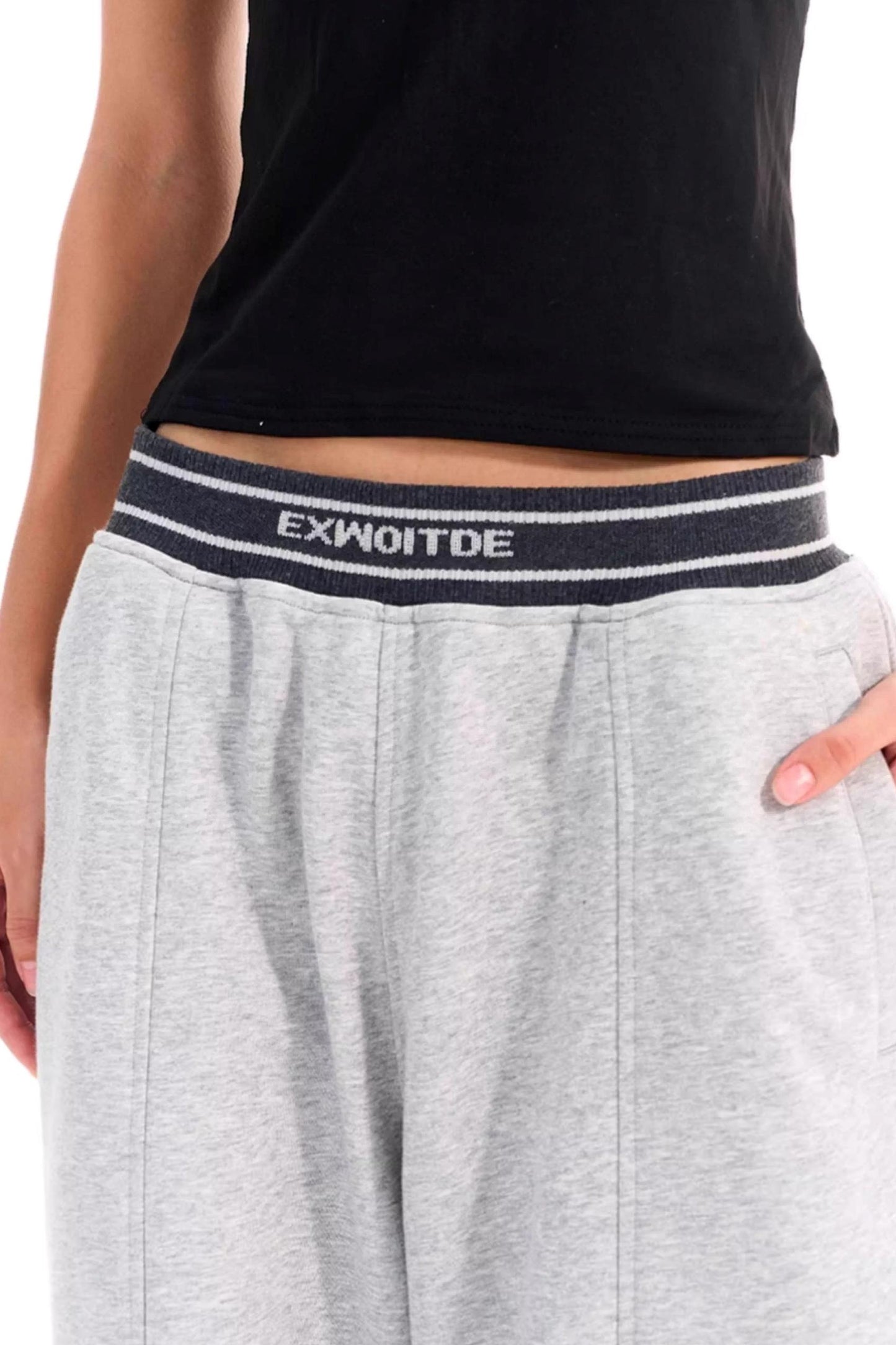 Contrast Ribbed Wide-Leg Pants