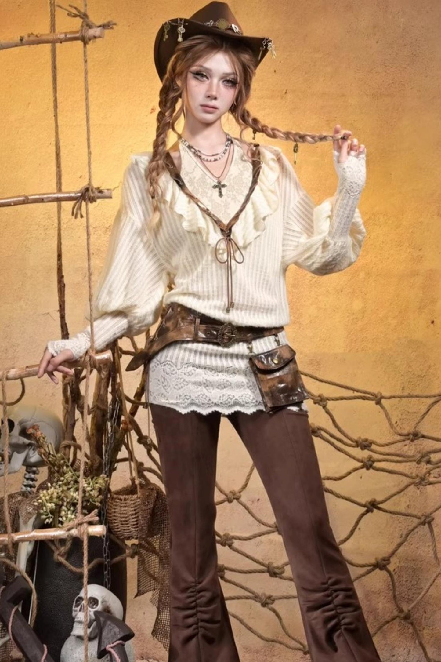 Punk Retro Knitted Dress Set-Up