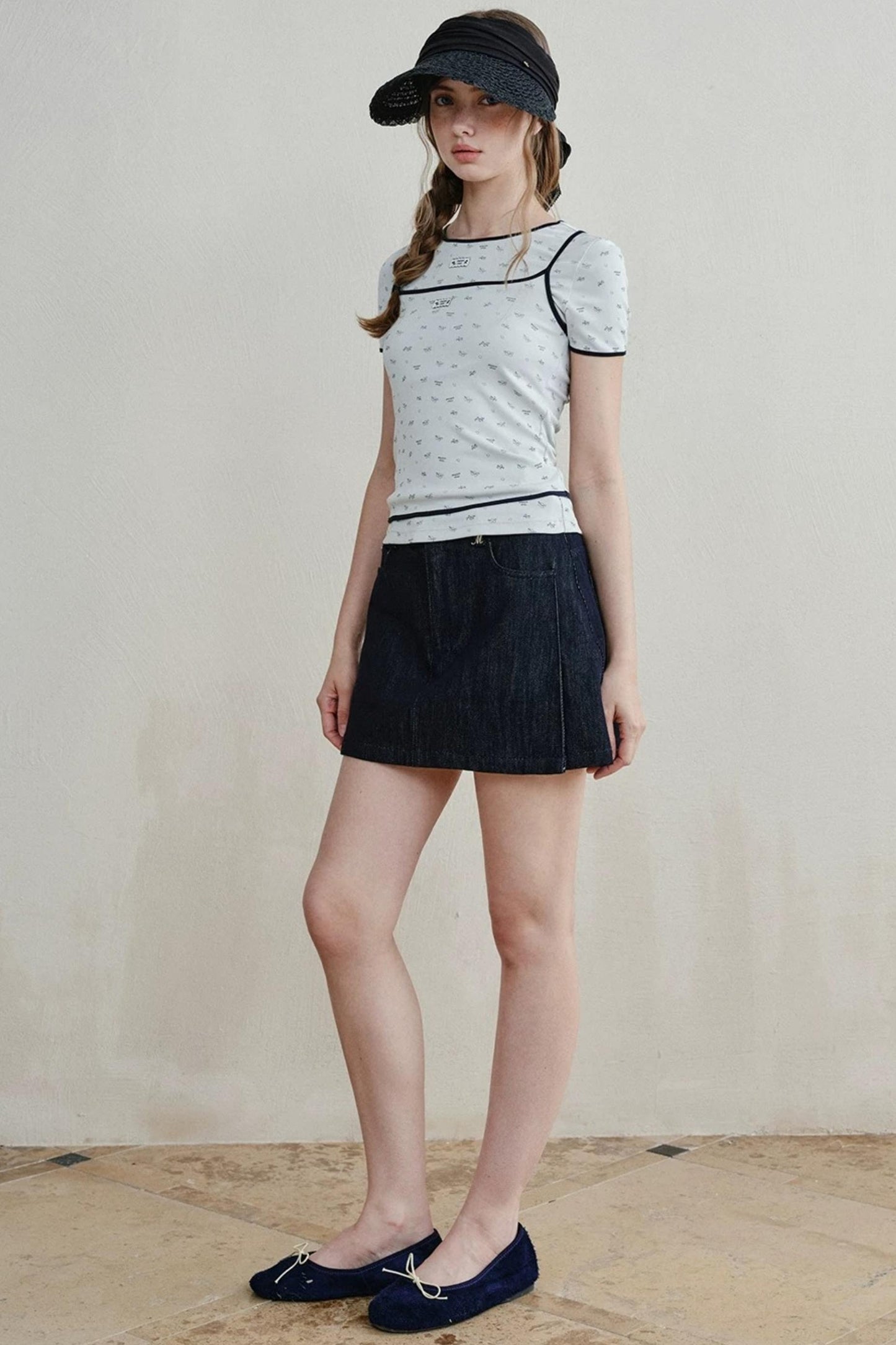 Lace-Trimmed Blueberry Two-Piece Set