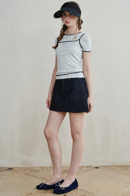 Lace-Trimmed Blueberry Two-Piece Set