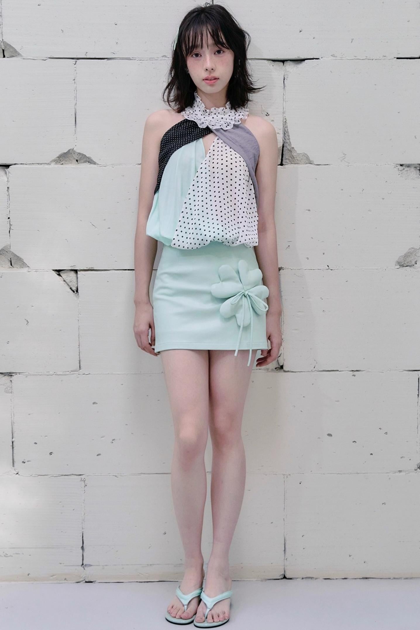 Ruffle Polka Dot Chiffon Blouse