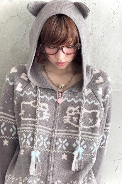 Ghost Ancient Cat Ear Hooded Jacket