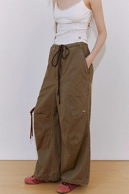 Drawstring Straight Leg Casual Pants
