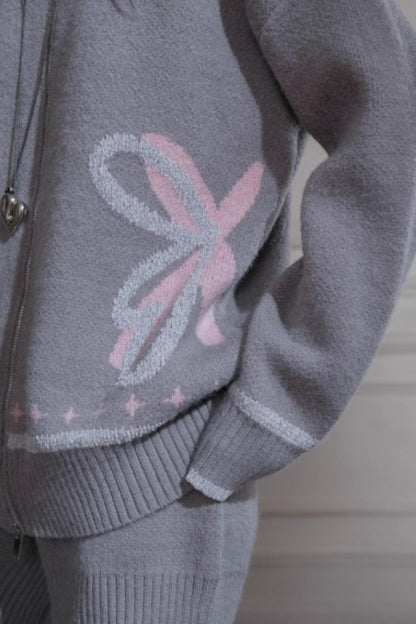 Cloud Gray Printed Sweater Set