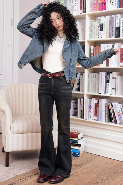 Autumn Retro Slim Denim Trousers