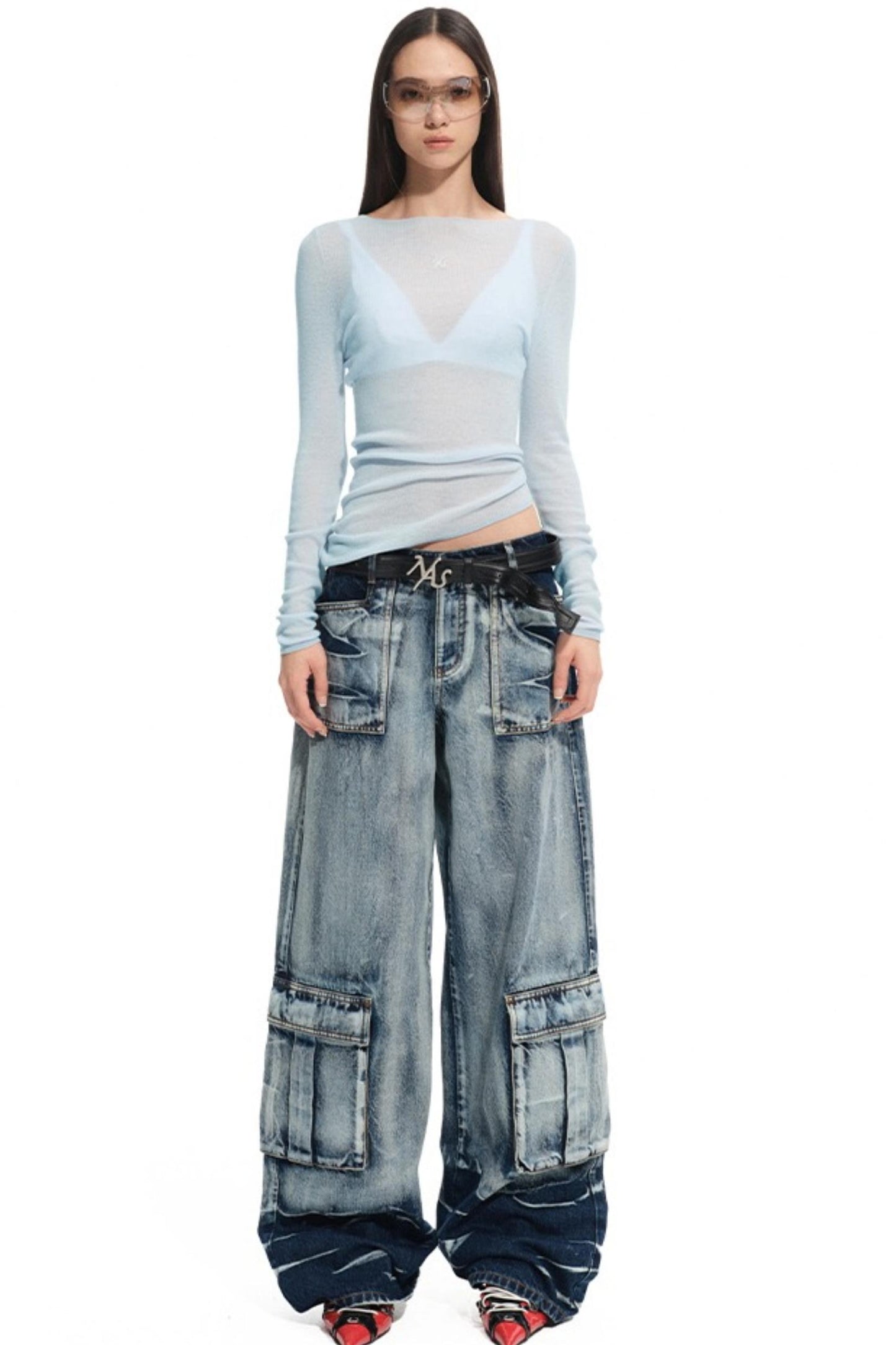 High Neck Long Sleeve Knit Wool Top