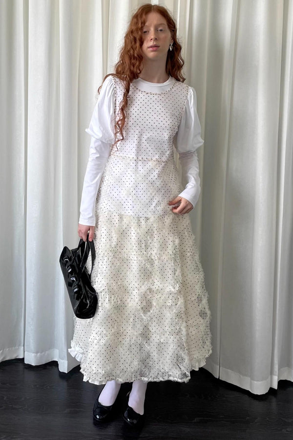 Lace Mesh Polka Dot Flocked Sundress