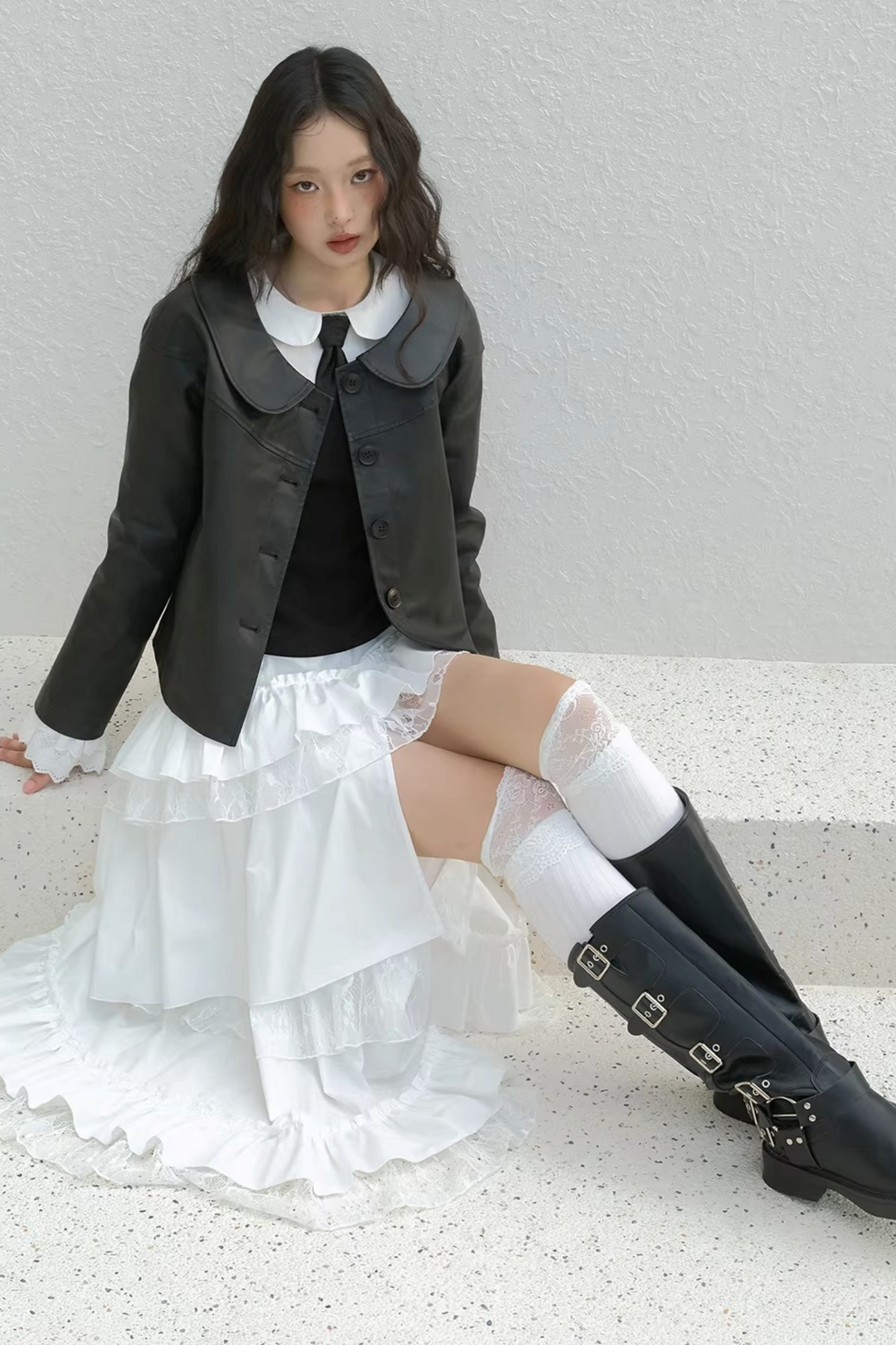 Retro Doll Collar Leather Jacket