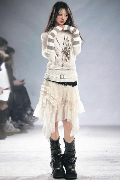 Striped Batwing Sleeve Sweater