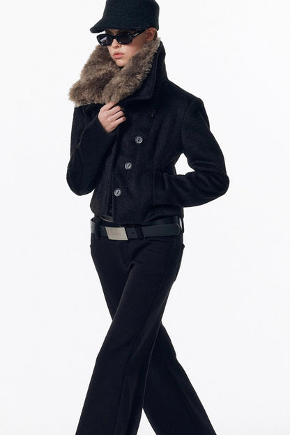 Detachable Fur Wool Coat