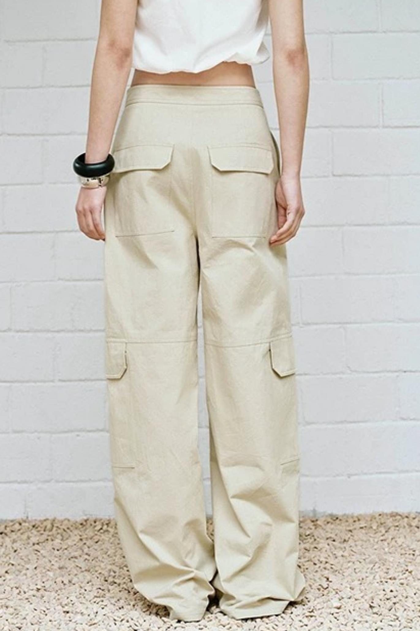 American Retro Beige Cargo Pants