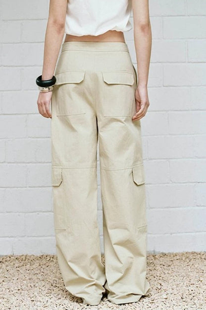 American Retro Beige Cargo Pants