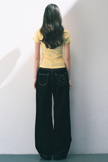 Original Cow Color Wide Leg Jeans