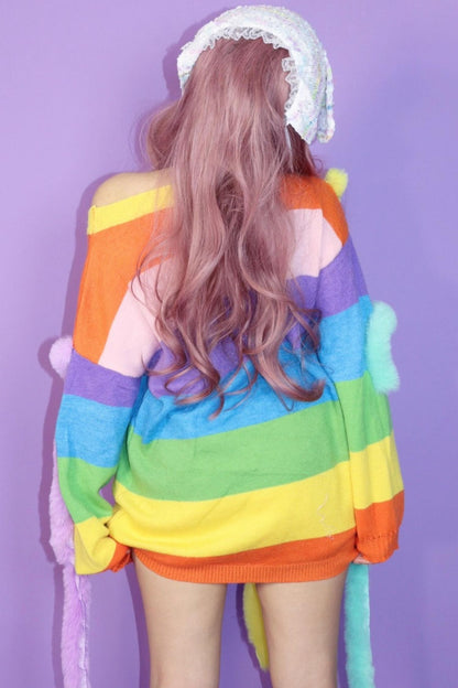 Rainbow Striped Knitted Jumper