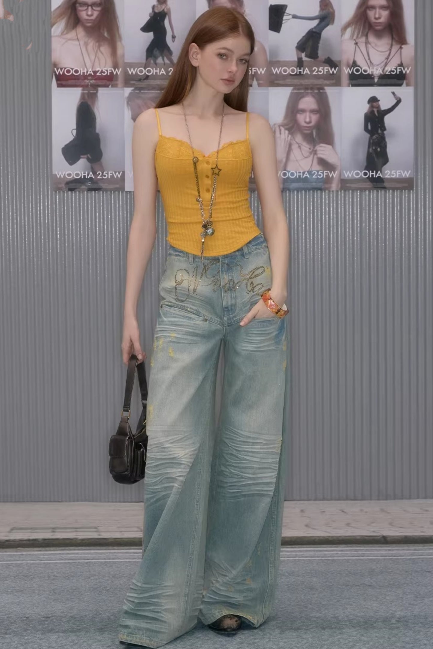 Vintage Washed Rhinestone Jeans