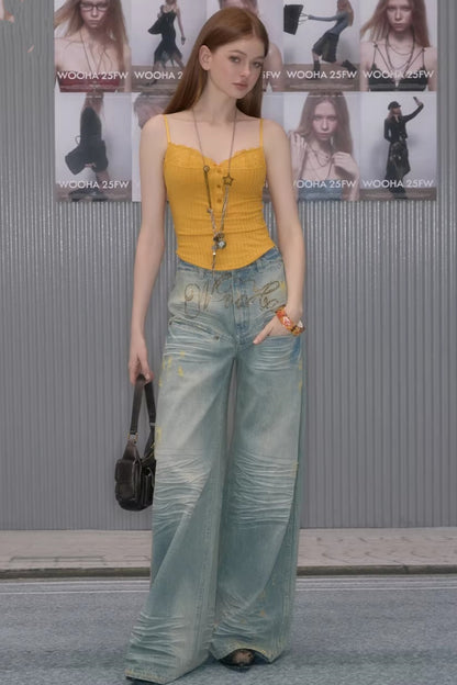 Vintage Washed Rhinestone Jeans