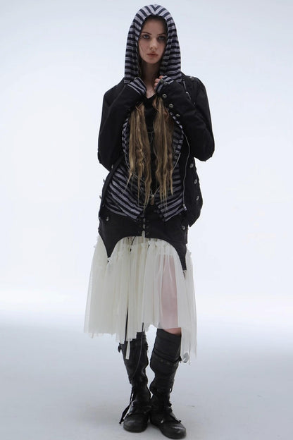 Lace Jacquard Pleated Cake Layered Skirt