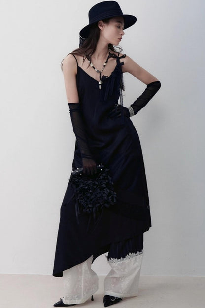 Dark Silk Butterfly Wings Slip Dress