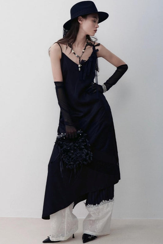 Dark Silk Butterfly Wings Slip Dress