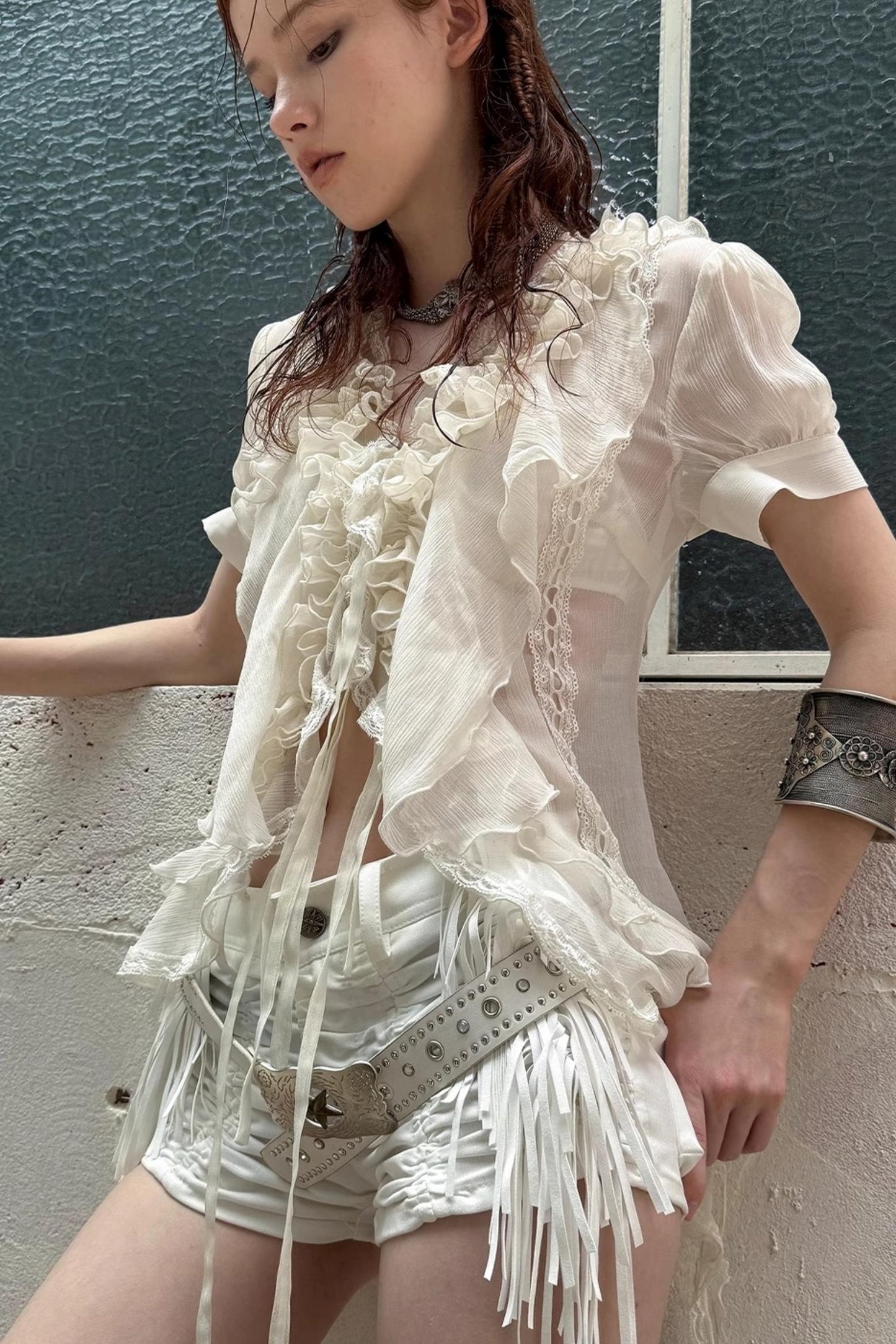 Gauze Ruffle Shirt