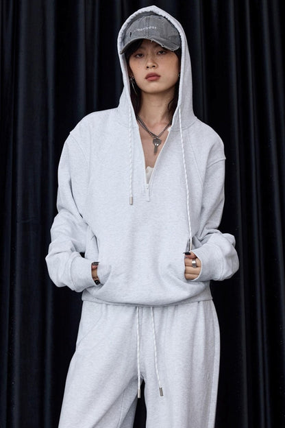 Grey Winter Pullover Sweatshirt Set-Up