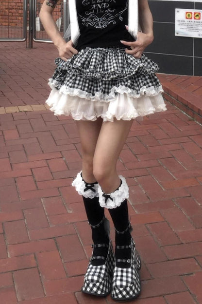 Black And White Plaid Suit Set-Up