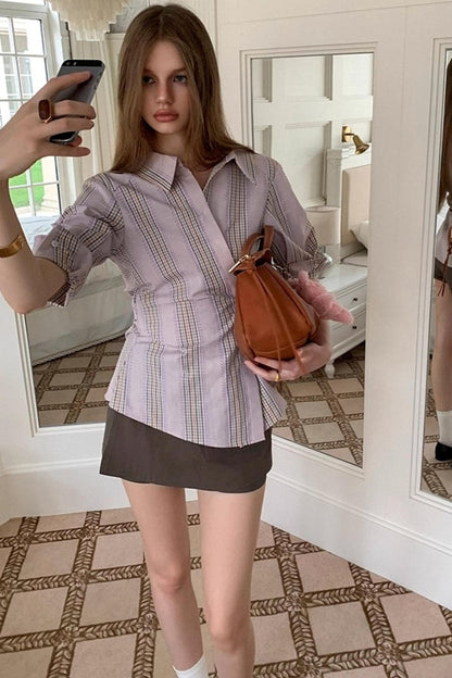 Asymmetric Striped Slim Fit Shirt