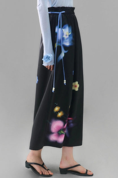 Wild Flower Satin Print Skirt