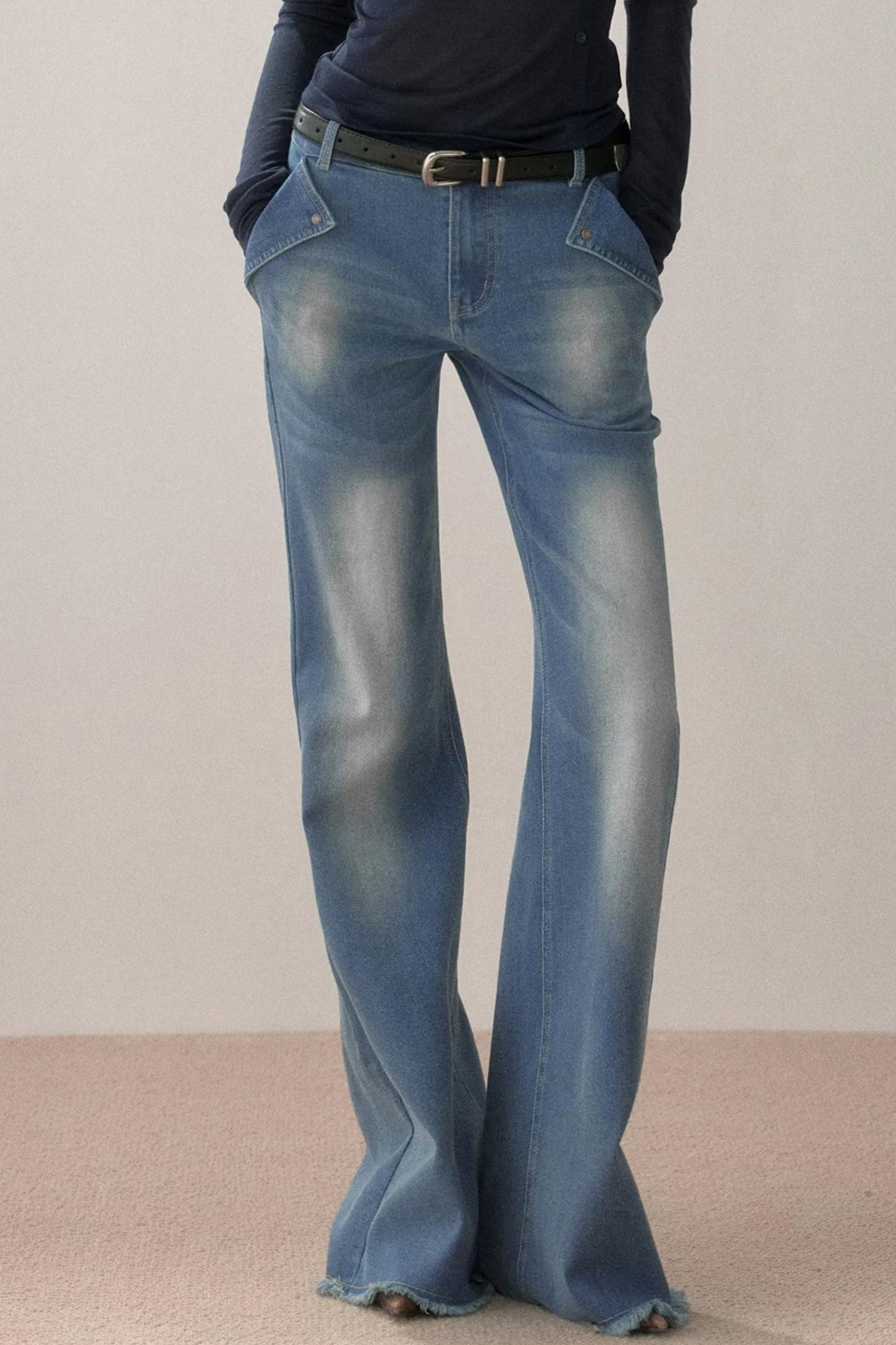 Vintage Letter Print Flared Jeans