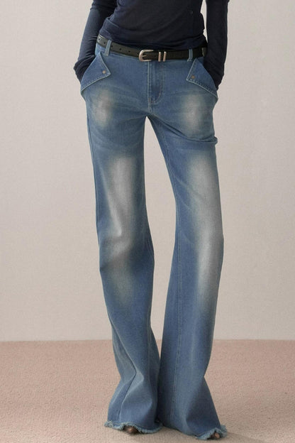 Vintage Letter Print Flared Jeans