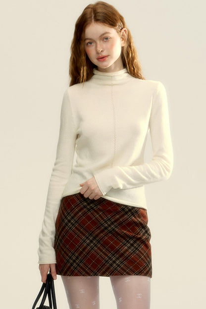 Vintage Wool Mid-Neck Slim Knit Shirt